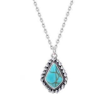 Turquoise Pendant Necklace for Women, 925 Sterling Silver Boho Jewelry Gift
